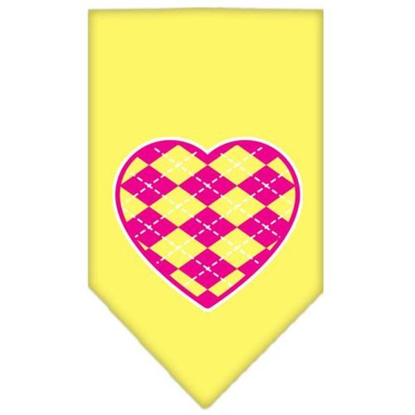 Unconditional Love Argyle Heart Pink Screen Print Bandana Yellow Small UN847741